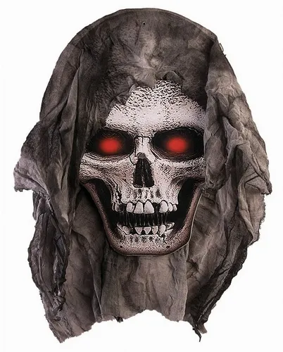 Horror-Shop Hängedekoration Karton-Totenschädel Wanddeko mit zerfetztem Stoff
