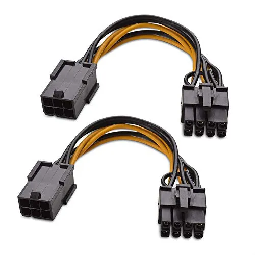 Cable Matters 2er-Pack 6-Pin zu 8-Pin PCIe Adapter Stromkabel (8 Polig PCIe Stecker zu 6-Polig PCIe Buchse Kabel) - 10 cm