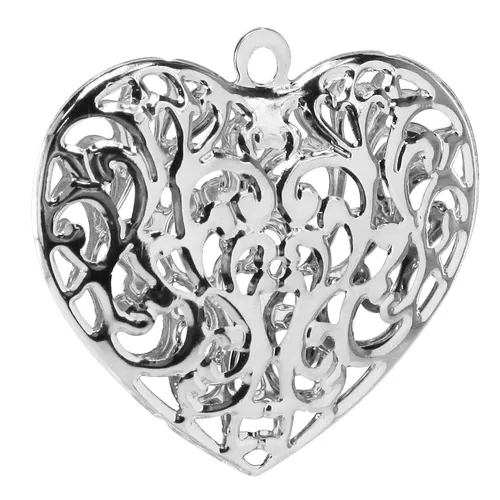 Silbernes Metallherz Deko Hängedeko Hochzeit 5,5x5cm 20 Stk, 20 Stück