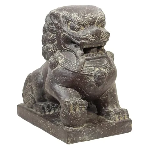 Oriental Galerie Einzelner Tempelwächter Löwe Shishi Fu Hunde Wächter Löwen Hund Skulptur Steinfigur Figur Links oder Rechts 40 cm