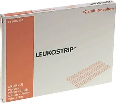 LEUKOSTRIP Wundnahtstreifen 6,4x76 mm - Erste-Hilfe-Heftpflaster & Verbandsmaterial, zuverlässige Wundversorgung mit flexibler Anpassung an die Haut für optimale Heilung.