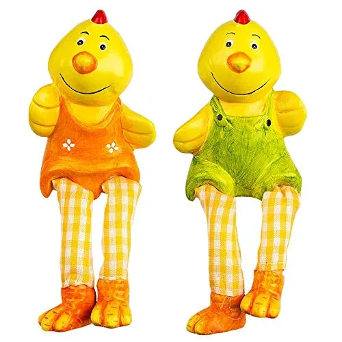 Ideen mit Herz Deko-Figuren mit Schlenkerbeinen | Frühling & Ostern | Kantensitzer | Kantenhocker | 18 cm (Küken)