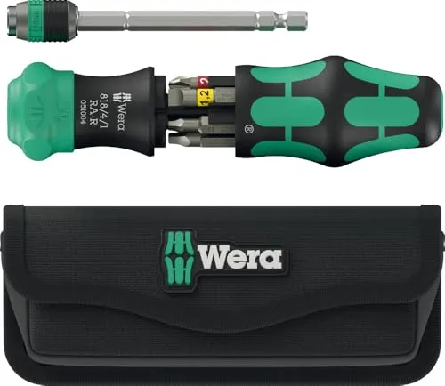 Wera Kraftform Kompakt 26 RA-R mit Tasche, 6-teilig - Ratschenschlüssel-Set mit integrierter Ratsche für schnelles und intuitives Arbeiten. Ideal für präzises Schrauben dank BiTorsion Bits und innovativer Mechanik.