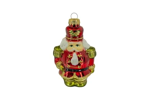 Krebs Glas Lauscha - Weihnachtsdekoration/Christbaumschmuck aus Glas - Minifigur Nussknacker - Weihnachtlicher Stil - Größe: ca. 9 cm