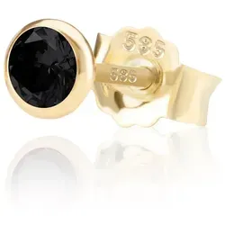NKlaus 5mm 585 Gelbgold Ohrstecker mit Zirkonia in Schwarz - Ohrringe für Damen aus 14 Karat Gelbgold mit funkelnden 5mm Zirkonia. Leicht und komfortabel, ideal für den täglichen Gebrauch oder besondere Anlässe.
