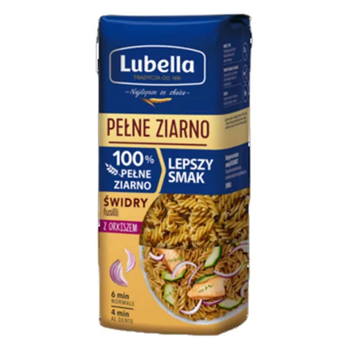 Lubella Pełne Ziarno Makaron świdry fusilli z orkiszem 400 g Maspe 5900049812495