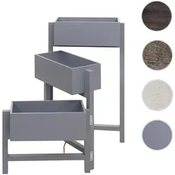 Mendler Pflanzregal T275 - Vintage Blumenständer aus Holz - Pflanzenregal im Shabby-Look mit 3 Körben für Ihre Pflanzen. Klappfunktion für einfache Lagerung, aus massivem Paulowniaholz, ideal für jeden Wohnraum.