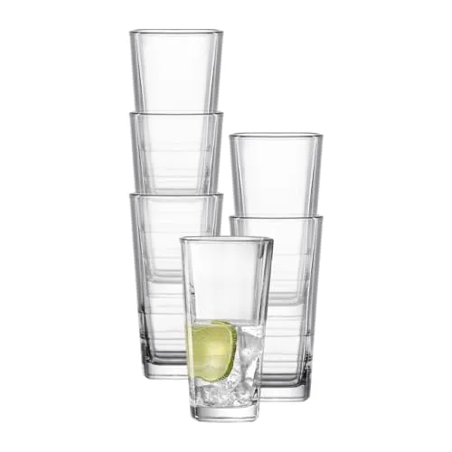 Ritzenhoff & Breker Bali Longdrinkgläser 6er Set – 370 ml – Glatte Trinkgläser für Wasser, Limo und Cocktails – Spülmaschinenfeste Gläser – Klar