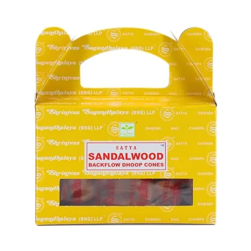 Rückfluss Räucherkegel für den Wasserfall Effekt, 24 handgerollte Kegel aus Indien für Entspannung und Meditation, auch im 3er Set (Sandelholz)