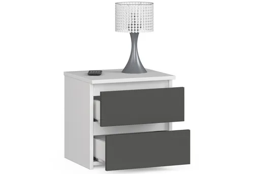 Raumhirsch Furniture Nachttisch, Weiß, Grau, Holzwerkstoff, 40x40x35 cm