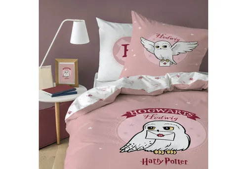 Harry Potter Eule Hedwig Bettwäsche 135x200 Flanell - Bettwaren-Set für Kinder, kuschelig weiche Flanell-Bettwäsche aus 100% Baumwolle, ideal für Herbst & Winter, mit zauberhaftem Harry Potter Design.