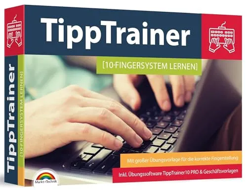 Finger Tippen für zu Hause am PC - Maschinenschreiben lernen - Microsoft Word - Inklusive Tipp Trainer Software für effektives 10-Finger-Tippen und optimale Texteingabe.