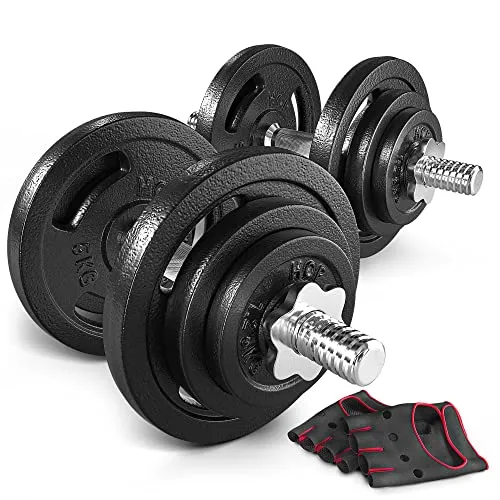 Hop-Sport Gusseisen Hantelscheiben Set 40 kg (2 x 20 kg) mit 31 mm Lochdurchmesser, ideal für Standard 30mm Langhantelstangen, Robuste Gewichtsscheiben für Fitness- und Krafttraining
