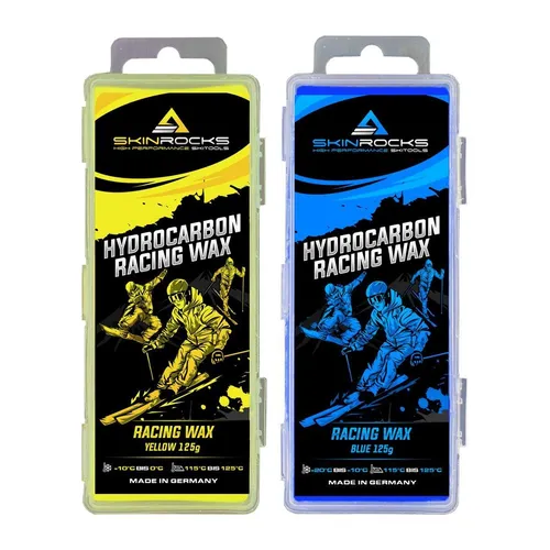 SkinRocks Hydrocarbon Racing Wachs Ski Langlauf Snowboard Wax Mix Blue-Gelb 250g