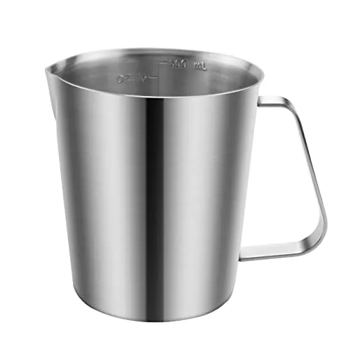 Qezodsx Edelstahl-Messbecher mit und AusgießLippe, Metallkrug mit