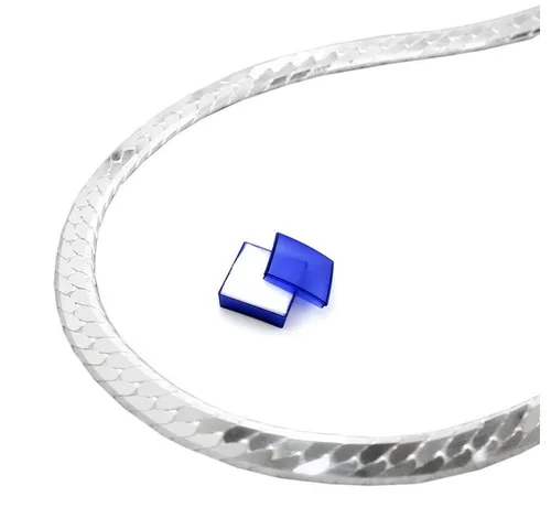 Halskette Silberkette 925 Silber Damen Panzerkette flach 42 cm - Elegante 925er Silber Panzerkette für Damen, glänzend und leicht, ideal für jeden Anlass. Inklusive kleiner Schmuckschachtel.