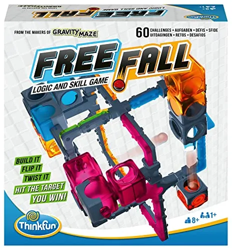 ThinkFun - 76548 Free Fall Logikspiel für Kinder ab 8 Jahren, baue spektakuläre Kugelbahnen und verbessere Geschicklichkeit und räumliches Vorstellungsvermögen!