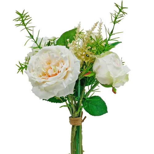 Rosenstrauß Künstlicher Rosenbund Creme Seidenblumen Vase Deko Frühling Sommer