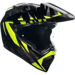AGV AX-9 Steppa 06 Helm Schwarz-Grau-Gelb Größe M - Leichter Motorradhelm mit ECE 22-06 Zertifizierung, ideal für sicheres Fahren. Bietet Komfort durch 3 Schalengrößen und 4-Dichten-EPS für optimale Passform.