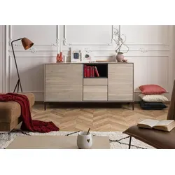 Sideboard Akazie 160x45x85 grau-weiß geölt CHICAGO #04 von Massivholzmöbel24