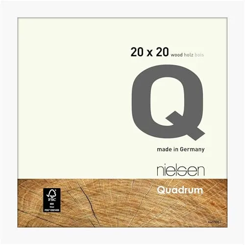 nielsen Bilderrahmen Quadrum 20 x 20 cm – Reinweiß aus Holz - Eleganter Bilderrahmen zum Aufstellen und Aufhängen, ideal für Hoch- und Querformat. Aus FSC-zertifiziertem Holz, mit Echtglas und einfacher Handhabung für schnellen Motivwechsel.