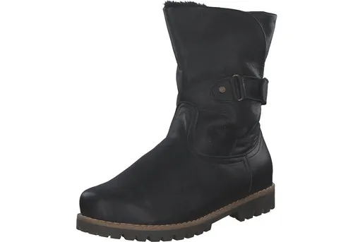 Andrea Conti 0342857 Wanderschuhe schwarz Gr. 40 - Damen Wanderschuhe aus echtem Leder mit warmem Fellfutter, perfekt für kalte Tage und Outdoor-Abenteuer.