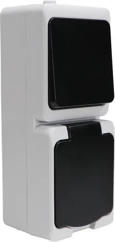 REV Feuchtraum-Steckdosenkombi AquaMini. Aufputz, Aus- u. Wechselschalter