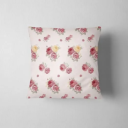 Cotton Market - Kissenbezug 40x40 cm - Kissenbezüge für Wohnzimmer und Schlafzimmer - Baumwolle Kissenhülle 40x40 - Modern Bett, Sofa und Sessel Deko Kissenbezüge - Rosa, Rosen
