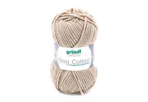 Gründl Wolle King Cotton Baumwollgarn Strickgarn Häkelwolle, 78,00 m (50g Handstrickgarn, Strickwolle, Baumwollmischgarn mit ägyptischer Baumwolle, zum Stricken und Häkeln für Nadelstärke 6 - 7 mm), mit Häkel - Anleitung zum download