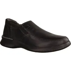Clarks Herren Donaway Step Slipper, Black Leather, 42.5 EU Weit - Slipper & Mokassins für Herren, mit Contoured Comfort und Cushion Plus für optimalen Fußkomfort und Dämpfung bei jedem Schritt.