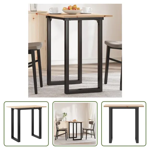 The Living Store Esstisch O-Gestell 80x50x75,5 cm Massivholz Kiefer & Gusseisen