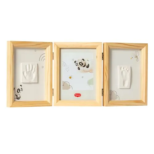 Tiny Love Doppelrahmen Wooden - Bilderrahmen für Babyabdrücke, inklusive zwei Rahmen für Hand- und Fußabdrücke sowie Platz für ein Foto. Ein einzigartiges Andenken für die wertvollen ersten Momente deines Babys.