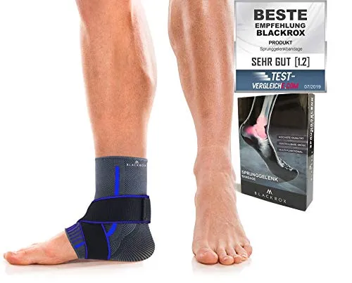BLACKROX Sprunggelenkbandage, Vergleichssieger, Knöchelbandage, Sprunggelenk Bandage, Sport, Handball, Fußball, Volleyball, Fußbandage, Fussgelenkbandage Damen & Herren Links & Rechts (Blau, S)