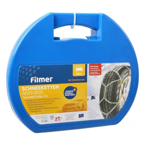 Filmer Anti-Skid 9mm 18620 TYP KNN 110 - Hochwertige Schneekette - Schneeketten für sicheres Fahren bei winterlichen Bedingungen, mit 9mm Profil für optimale Traktion und Stabilität auf Eis und Schnee.
