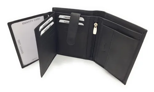 Lemasi Geldbörse Herren Leder RFID Schutz 10 Kartenfächer Münzfach Schwarz