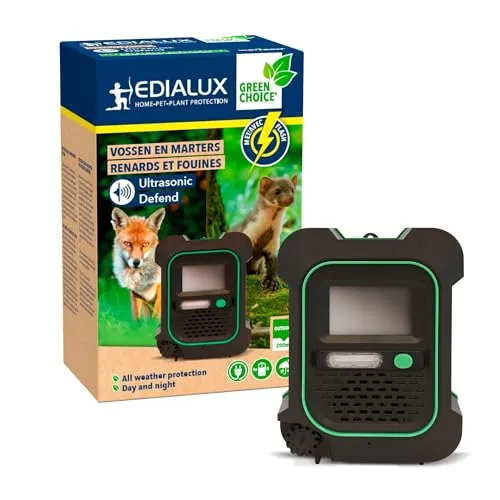 Edialux Ultraschallabwehr für Füchse und Marder - Tier- & Nagerfallen: Effektiver Marderschreck mit Ultraschall und Blitzlicht, schützt Ihr Zuhause zuverlässig vor unerwünschten Tieren.