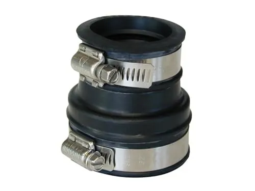 Rohrverbinder Übergangsstück 24-32 zu 42-50 - Rohrschellen, inkl. zwei Edelstahlschellen, UV-beständig aus EPDM-Kautschuk, druckdicht bis 0,6 bar für zuverlässige Verbindungen.