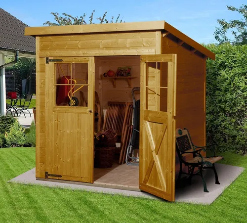 weka Gartenhaus 325 Gr.2, lasiert, 19 mm - Gartenhaus aus 19 mm starkem Holz, lasiert für optimalen Wetterschutz und langlebige Nutzung im Garten.