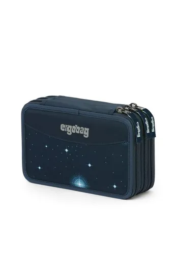 ergobag Maxi Mäppchen - 1-tlg. Federmäppchen - Federmäppchen mit 3 Fächern und umfangreicher Ausstattung: Radiergummi, Lineal, Bleistift, Anspitzer und 18 Stifte, plus extra Klettverschlussfach für Kleinigkeiten.