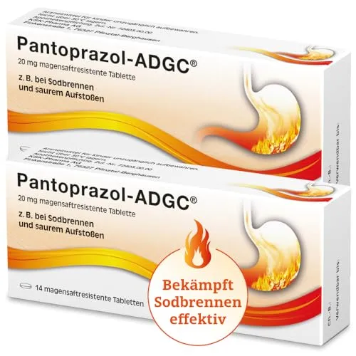 Pantoprazol-ADGC® - 2x 14 Stück - gegen Sodbrennen, saures Aufstoßen - Mittel bei Magenübersäuerung - wirkt gegen stillen Reflux und Magenbrennen