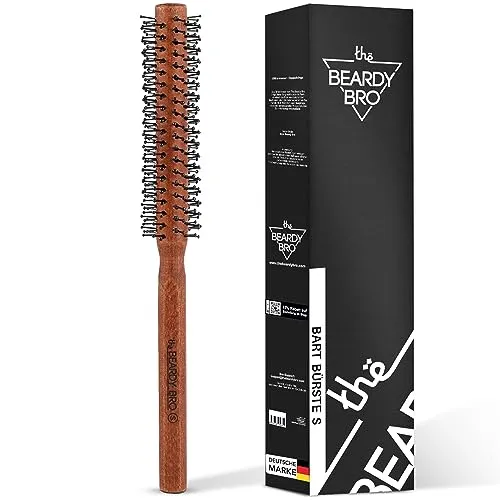 The Beardy Bro I Bart-Rundbürste zum entwirren glätten und föhnen I Bartbürste für den Mann mit Bart Föhnbürste mit speziellen Noppen I Haarbürste für kurze bis mittellange Haare - Smal 25mm