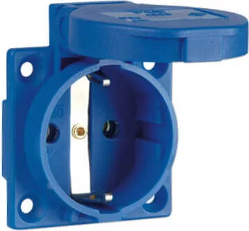 PCE Einbausteckdose Anbausteckdose Schutzkontaktsteckdose 50x50 3-Polig 16A blau 1050