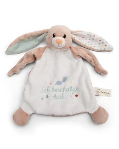 NICI Schmusetuch Hase Fjella Ich beschütze Dich 25x25cm - rosa - Kuscheltuch für Babys & Kleinkinder, Baby Kuscheltier Schnuffeltuch für Mädchen & Jungen | 61880