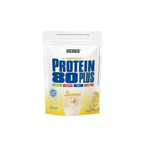 Weider Protein 80 Plus - 500g Beutel - Banana Geschmack - Sportnahrung mit hochwertigem Mehr-Komponenten Protein, ideal für Muskelaufbau und Regeneration, ohne kollagenes Protein.