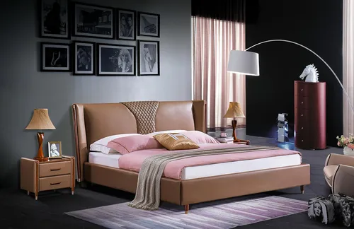 Bett Textil 2x Nachttisch 3 tlg. Schlafzimmer Set Modern - Elegantes 3-teiliges Set für das Schlafzimmer mit einem stilvollen Bett und zwei Nachttischen. Ideal für eine moderne Einrichtung, bietet es Platz und Komfort für entspannte Nächte.