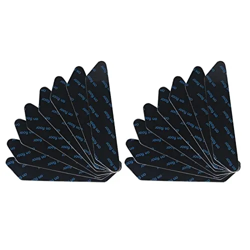 Vicloon Teppichgreifer Antirutschmatte, 16 Stück Doppelseitige Anti-Curling Rug Gripper, Teppich Antirutschunterlage für Teppiche und Böden, Waschbar und wiederverwendbar,Schwarz, 13 x 2,5 cm