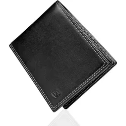 SERASAR Leder Geldbeutel für Männer mit RFID Schutz - Herren-Geldbörse aus schwarzem Nappaleder mit 12 Kartenfächern und sicherem RFID-Schutz. Perfekt als Geschenk in einer exklusiven Geschenkschachtel.
