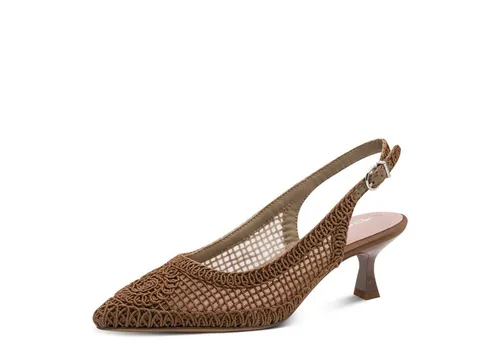 Tamaris Damen Sling Pump mit Stilettoabsatz, braun, 38 EU - Elegante Sling Pumps mit 5,5 cm Stilettoabsatz für einen stilvollen Auftritt. Die innovative Touchit-Technologie sorgt für perfekten Tragekomfort. Vegane Materialien machen diese Schuhe zur idealen Wahl für modebewusste Frauen!