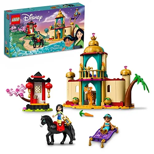 LEGO 43208 Disney Jasmins und Mulans Abenteuer - Bauspielzeugset mit detailliertem Palast, Mini-Puppen von Jasmin und Mulan sowie Tierfiguren. Ideal für kreative Abenteuer und fantasievolles Spiel für Kinder ab 5 Jahren.