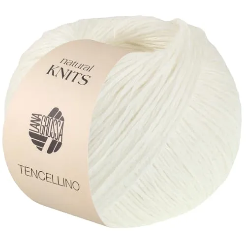 LANA GROSSA Tencellino | Klassisch verzirntes Garn aus natürlich mattem Leinen & seidig glänzendem Tencel | Handstrickgarn aus 51% Leinen & 49% Tencel | 50g Wolle zum Stricken & Häkeln | 125m FB 1